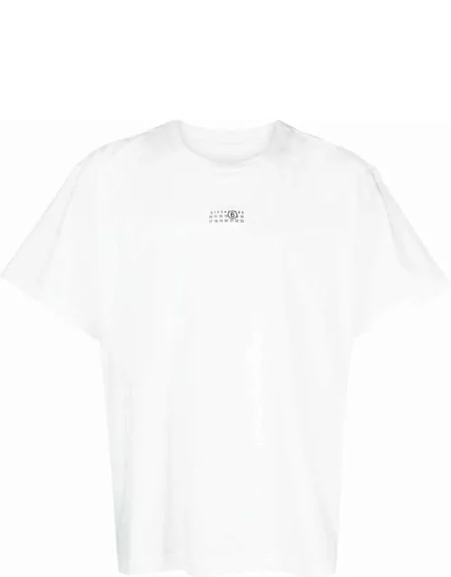 White Logo-patch cotton T-shirt