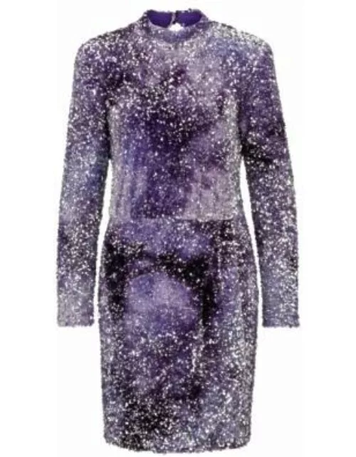Slim-fit dress with sequin embellishments and pleat front- Light Purple Women's Day Dresse