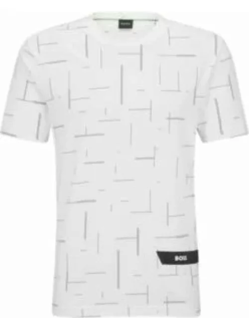 Cotton-jersey regular-fit T-shirt with printed stripes- White Men's T-Shirt