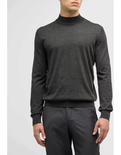 Men's Cashmere-Silk Mock Neck Sweater