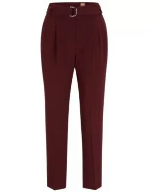 Regular-fit trousers in Japanese-made crepe- Light Red Women's Formal Pant
