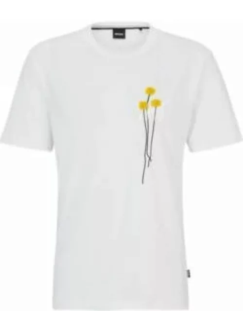 Interlock-cotton T-shirt with faux flower petals- White Men's T-Shirt