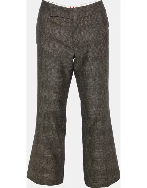 Marni Brown Patterned Wool & Silk Cropped Trousers