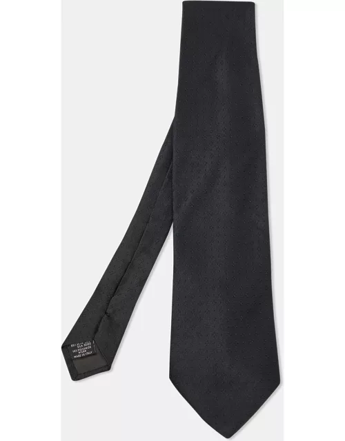 Giorgio Armani Black Dot Jacquard Pattern Silk Tie