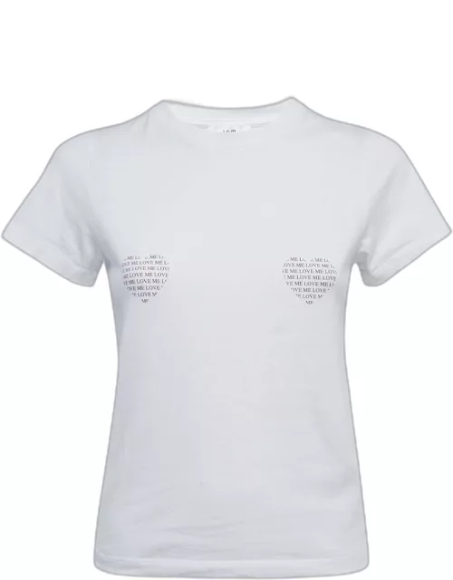 Victoria Victoria Beckham White Love Print Cotton Crew Neck Short Sleeve T-Shirt