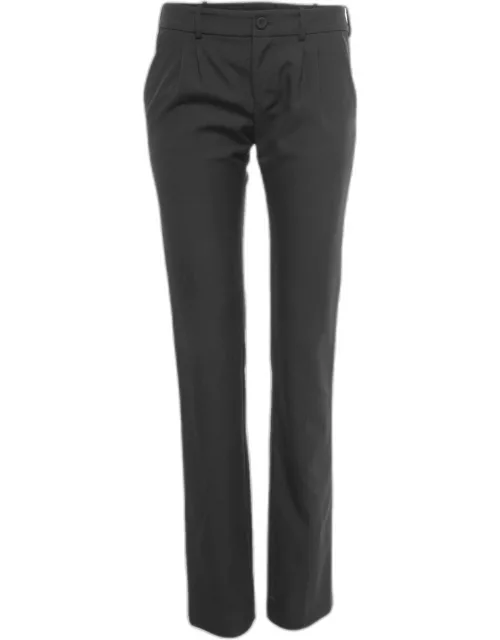 Balenciaga Black Wool Blend Pleated Straight Fit Trousers