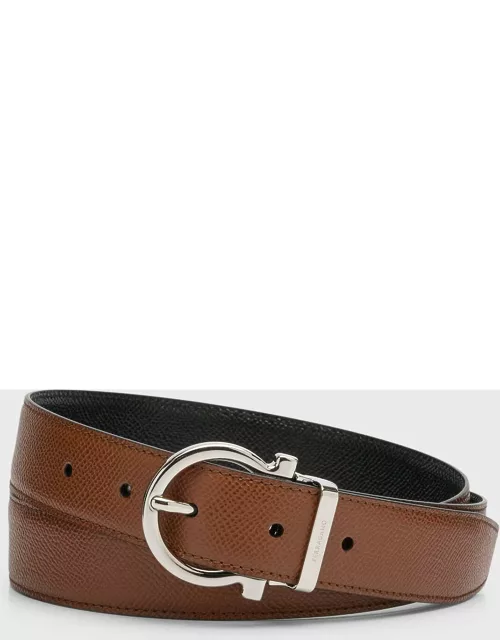 Men's Reversible Leather Gancio-Buckle Belt