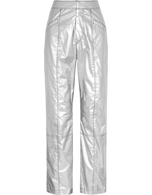 Isabel Marant Anea Metallic Cotton-blend Trousers - Silver