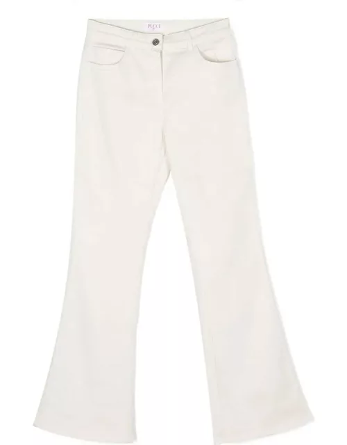 Pucci White Flare Jeans With Iride Print