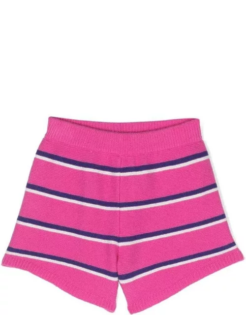 Pucci Fuchsia Striped Knit Shorts With Logo