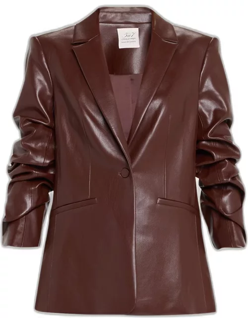 Kylie Faux-Leather Scrunched-Sleeve Jacket