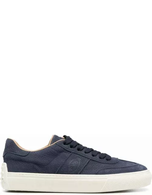 Blue leather low top sneaker