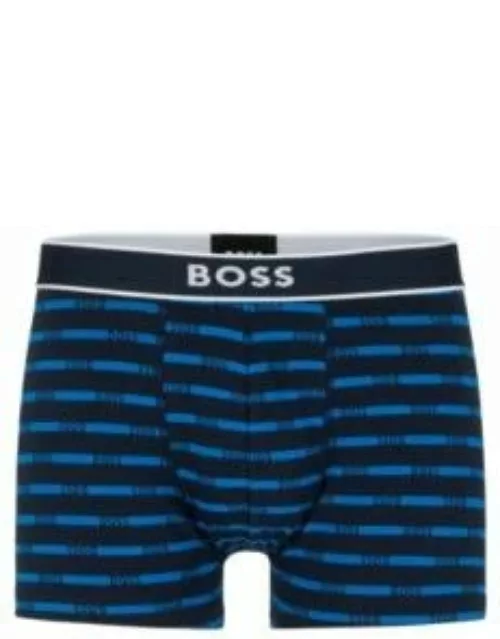 Stretch-cotton trunks with signature logo waistband- Blue Men's Underwear and Nightwear