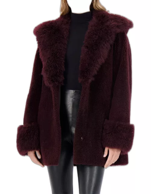 Cashmere Goat Fur Parka Jacket With Cashmere Goat Hood Trim And Cuff