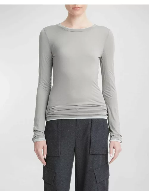 Double-Layer Long-Sleeve Cotton T-Shirt