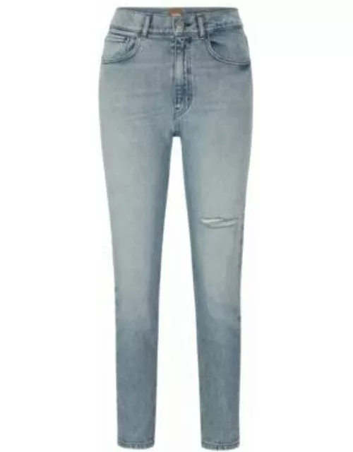Mid-rise jeans in ash-blue stretch denim- Blue Women's Jean