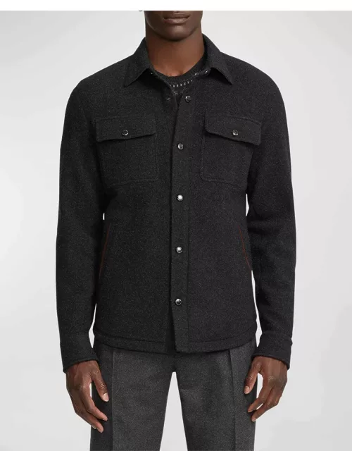 Men's Brushed Shirt Jacket with Suede Tri