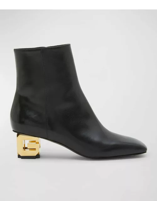 Leather G Cube-Heel Ankle Boot