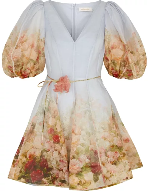 Zimmermann Luminosity Floral-print Linen-blend Mini Dress - Multicoloured