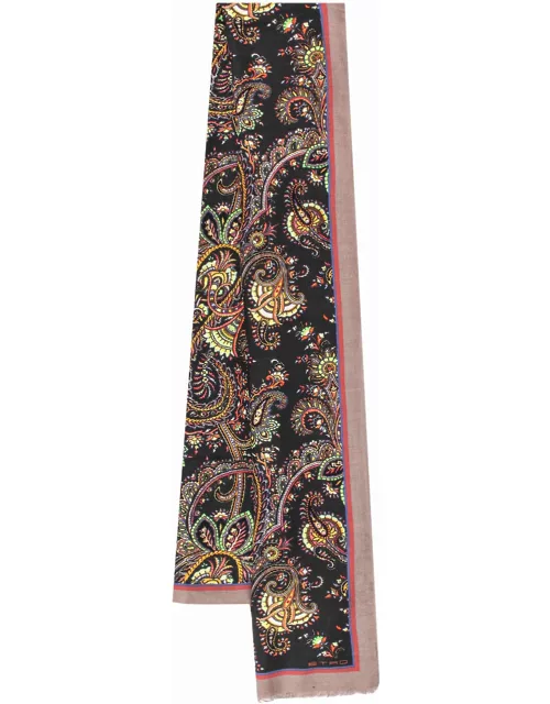 Etro Paisley Silk And Cashmere Scarf