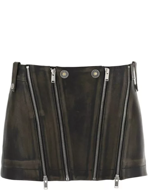 DION LEE Leather biker micro skirt