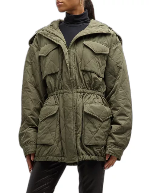 Quilted Hooded Cargo Jacket