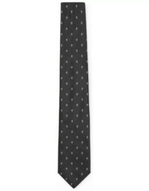 Silk-jacquard tie with modern pattern- Black Men's Tie