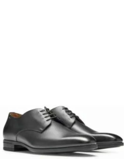 Derby shoes in structured leather with padded insole- Black Men's Business Shoe