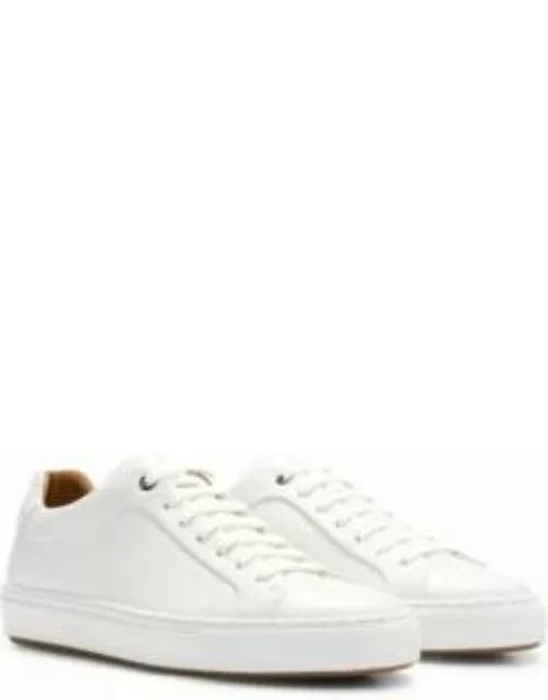 Leather cupsole trainers with logo details crafted in Italy- White Men's Sneaker