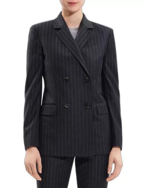 Slim Double-Breasted Suiting Flannel Blazer