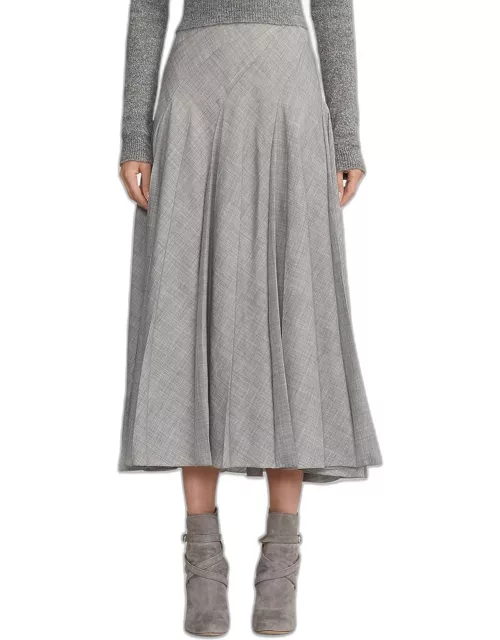 Harleigh Pleated Wool Maxi Skirt