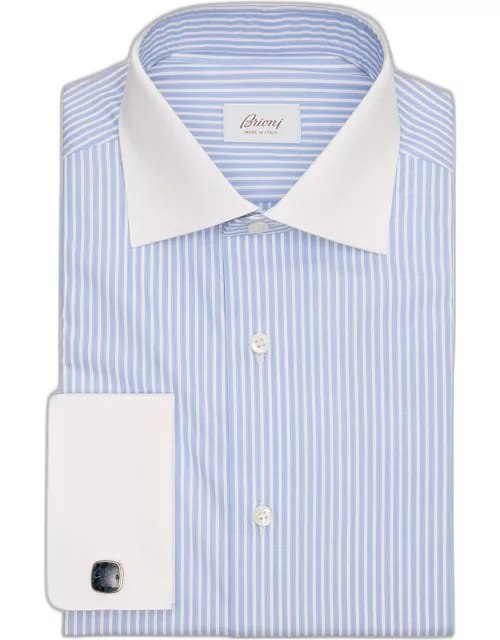 Men's Contrast Collar/Cuff Stripe Dress Shirt
