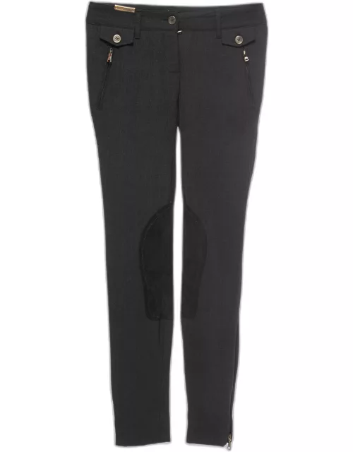 Dolce & Gabbana Black Wool Suede Trimmed Slim Fit Trousers