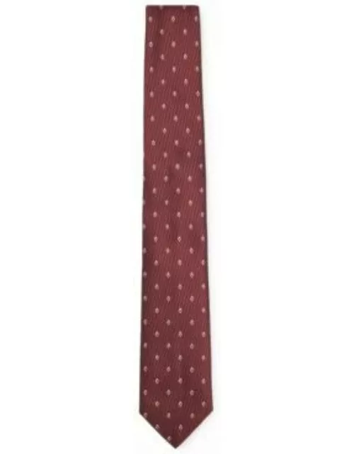 Silk-jacquard tie with modern pattern- Dark Red Men's Tie