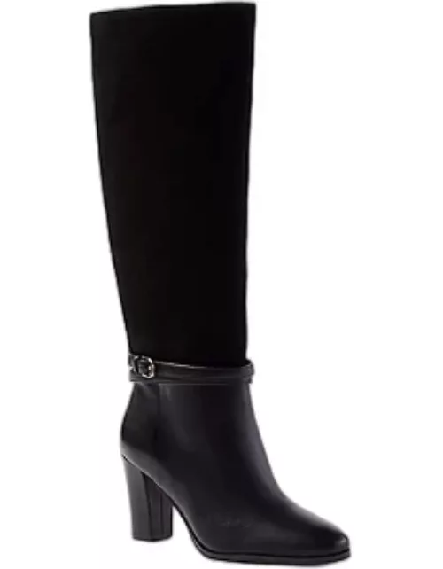 Ann Taylor Leather & Suede Pull On Knee High Boot
