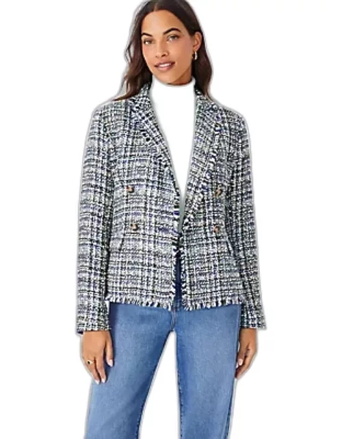 Ann Taylor The Tailored Double Breasted Blazer in Shimmer Tweed