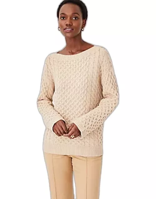 Ann Taylor Cable Relaxed Boatneck Tunic Sweater