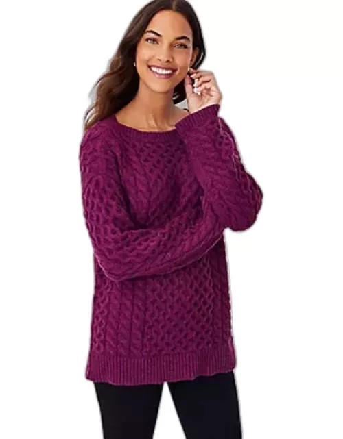 Ann Taylor Cable Relaxed Boatneck Tunic Sweater