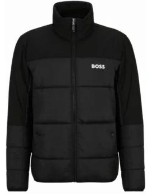 Regular-fit water-repellent padded jacket in mixed materials- Black Men's Casual Jacket