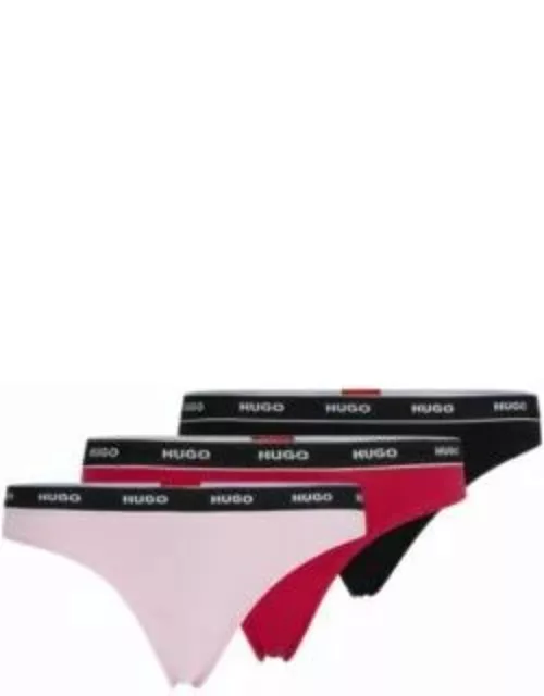 Three-pack of logo-waistband thongs in stretch cotton- Patterned Women's Underwear, Pajamas, and Sock