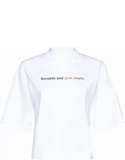 Palm Angels White Stretch-cotton T-shirt