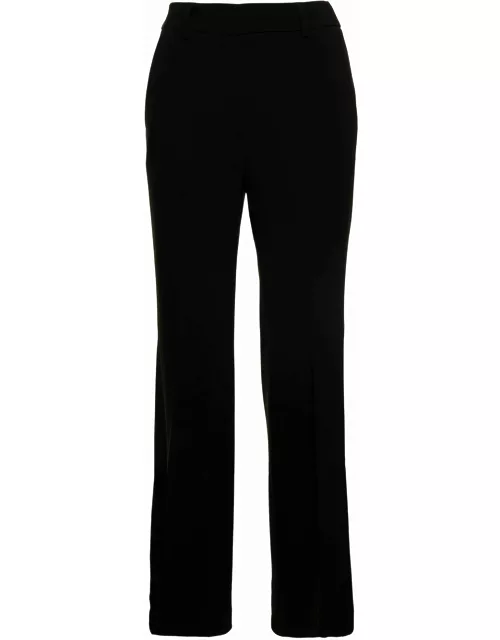 Alberto Biani Black Slightly Flared Pants With Concealed Fastening In Stretch Fabric Woman