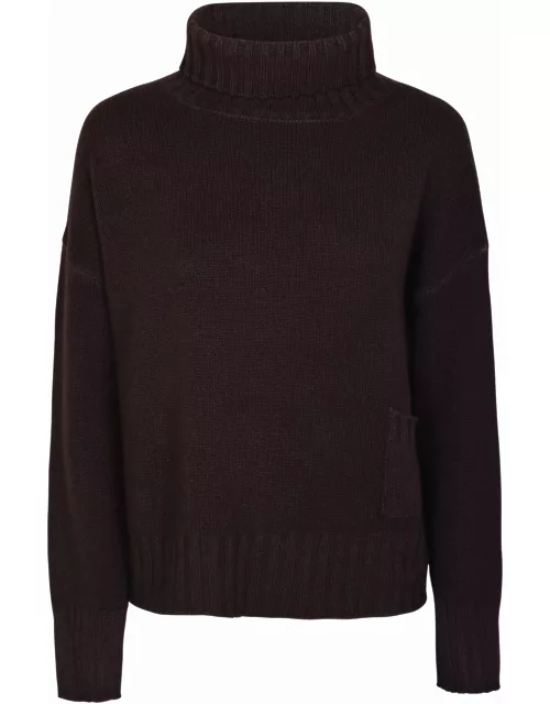 Base Patched Pocket High Neck Ribbed Sweater