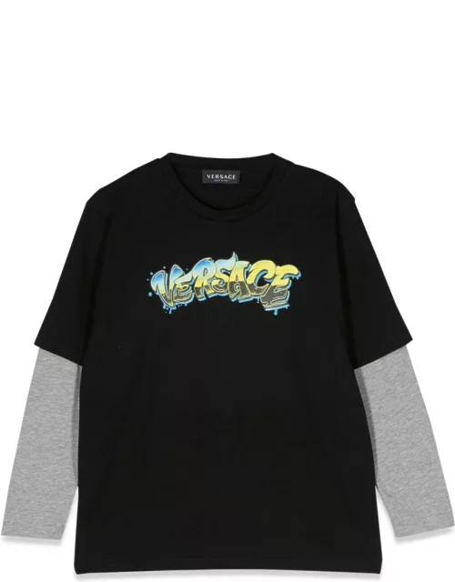 versace long sleeve insert logo t-shirt