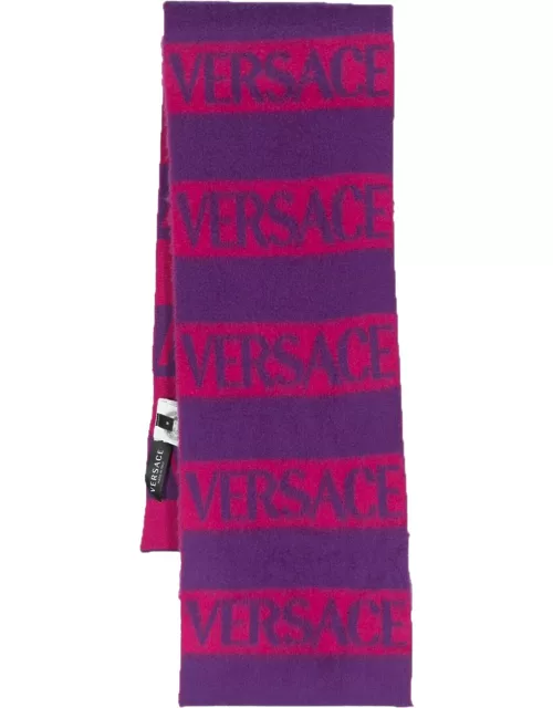 versace logo striped scarf