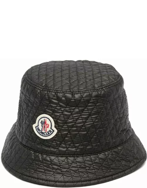 Black logo quilted bucket hat