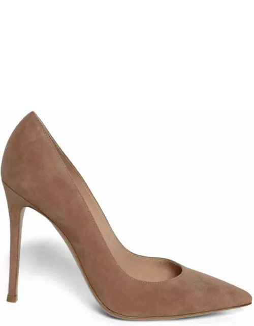 Brown suede pumps with stiletto hee