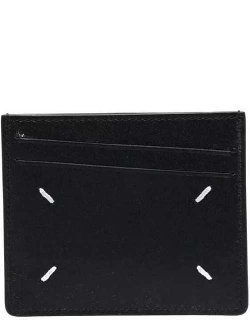Black card holder with four-point logo