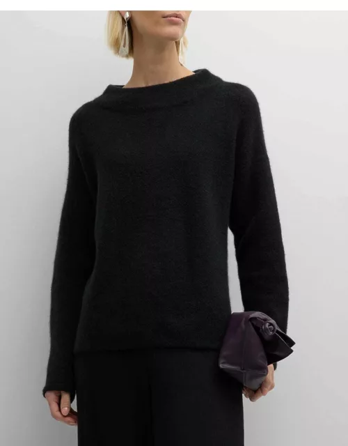 Missy Cashmere Silk Boucle Bliss Funnel-Neck Sweater