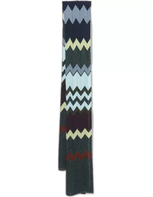 Missoni Multicolor Chevron Wool Knit Scarf